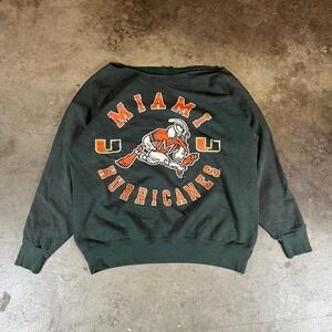 Vintage 90s Miami Hurricanes green crewneck sweatshirt Size men's large